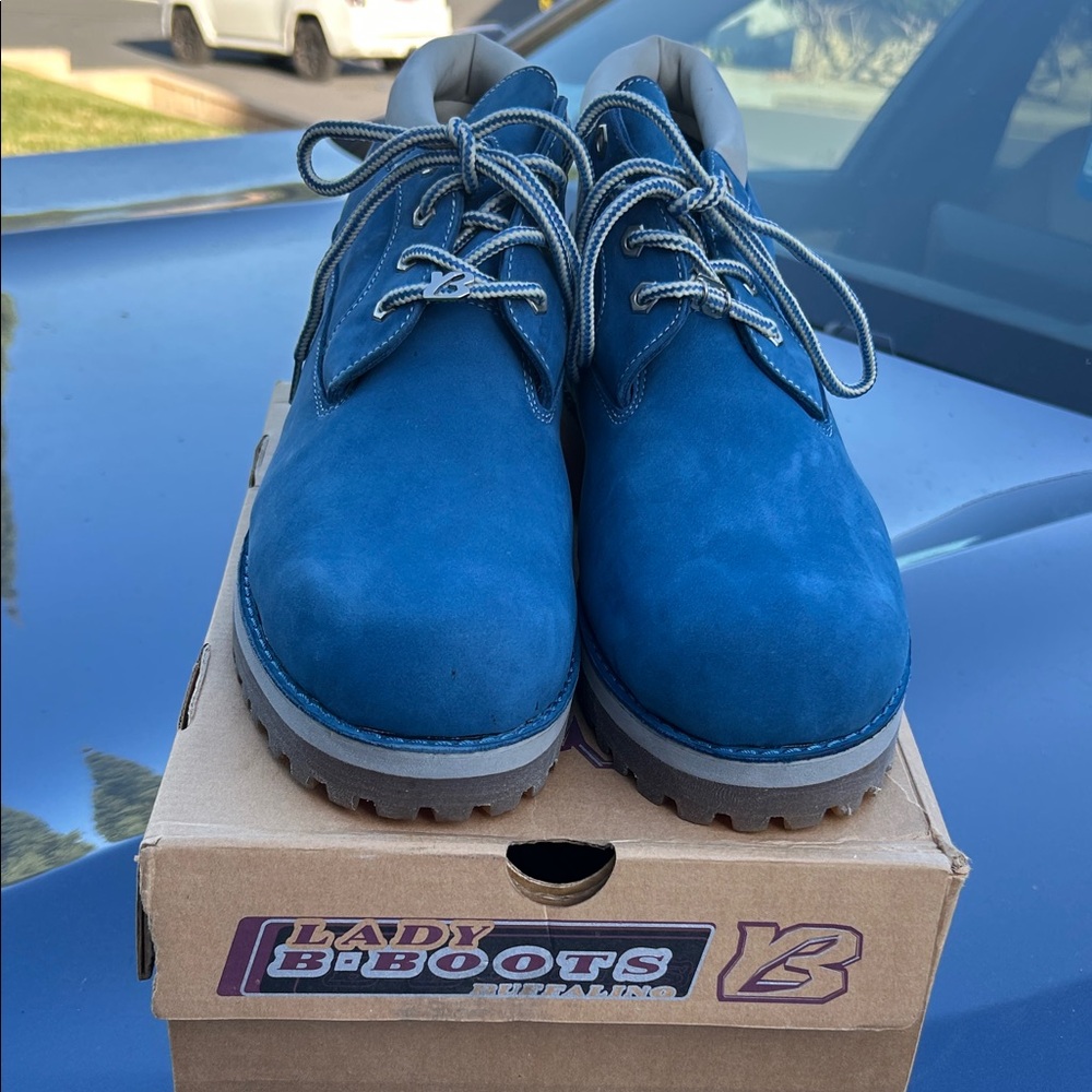 Blue Lace-Up Boots